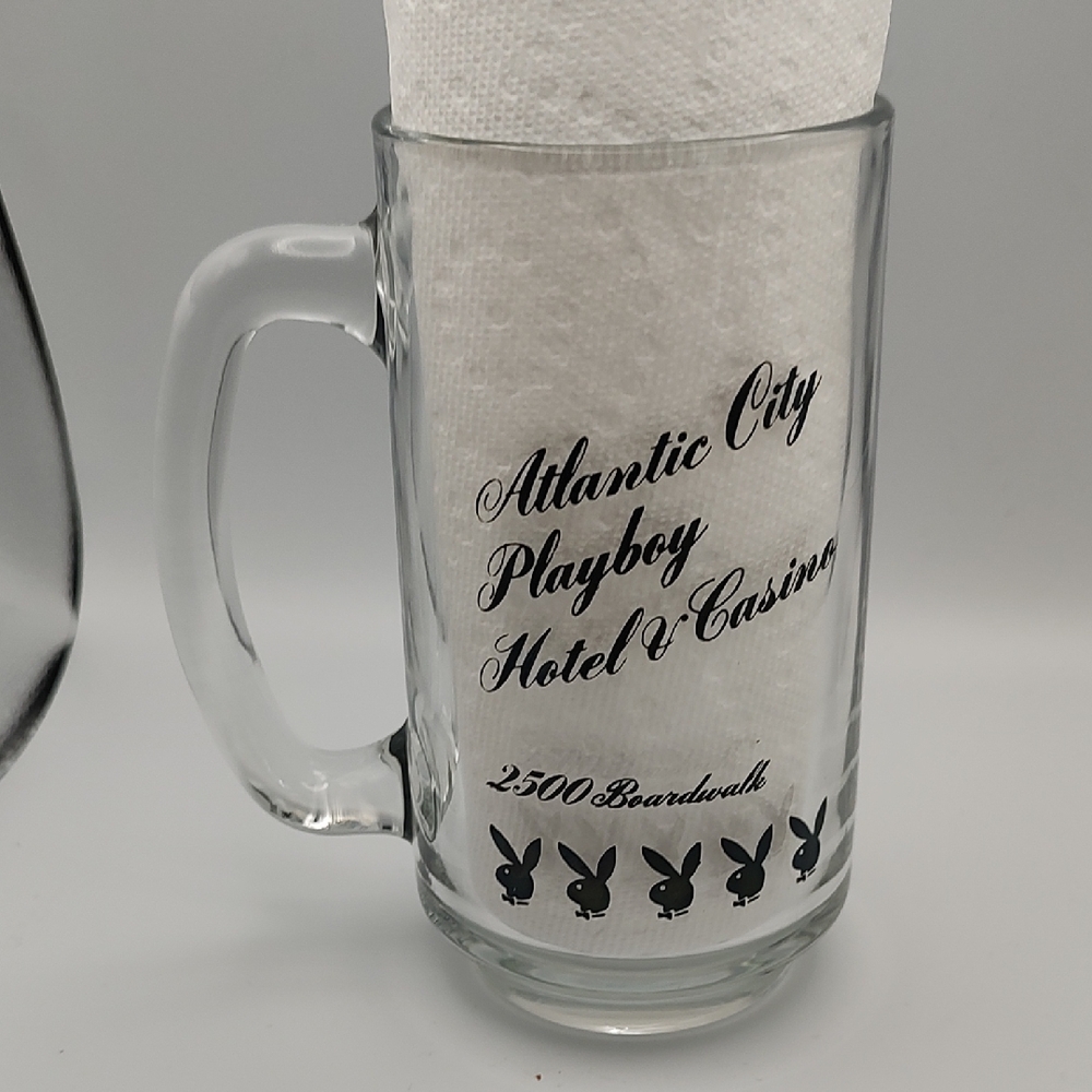 Playboy Atlantic City Hotel And Casino Glass Mug with Black Design